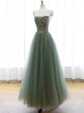 solvbao Light Green Sweetheart A-line Prom Dress, Green Long Party Dress with Lace Applique