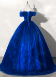 Solvbao Royal Blue Off Shoulder Beaded Ball Gown Dress, Royal Blue Sweet 16 Dress