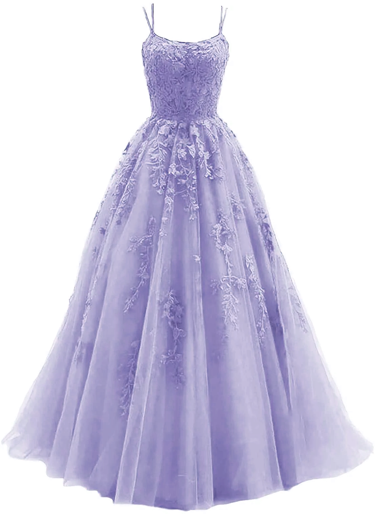 Solvbao Light Purple Straps Lace-up Long Formal Dress, Light Purple Long Evening Dress Prom Dress