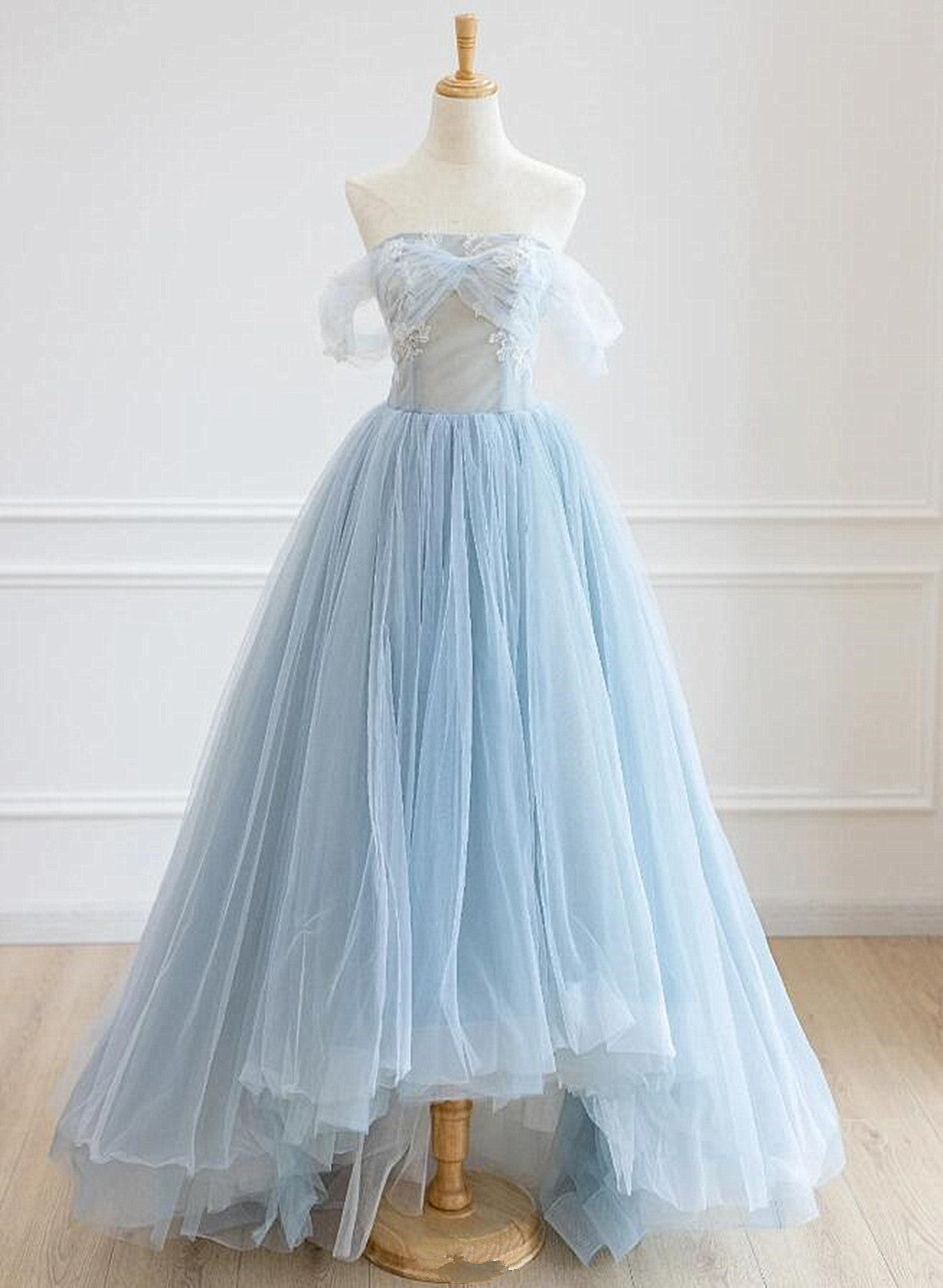 Solvbao Light Blue High Low Tulle Sweetheart Prom Dress, Light Blue Homecoming Dress