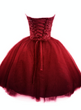 solvbao Sweet Burgundy Tulle Ball Party Dress , Homecoming Dress