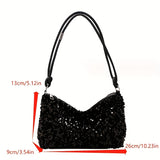 1pc Girl's Fashion Texture Bag, New Style Sequin Shoulder Shining Handbag