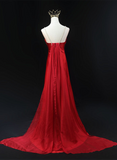 Solvbao Red Soft Satin Long Party Dress Evening Dress, Red A-line Formal Dress