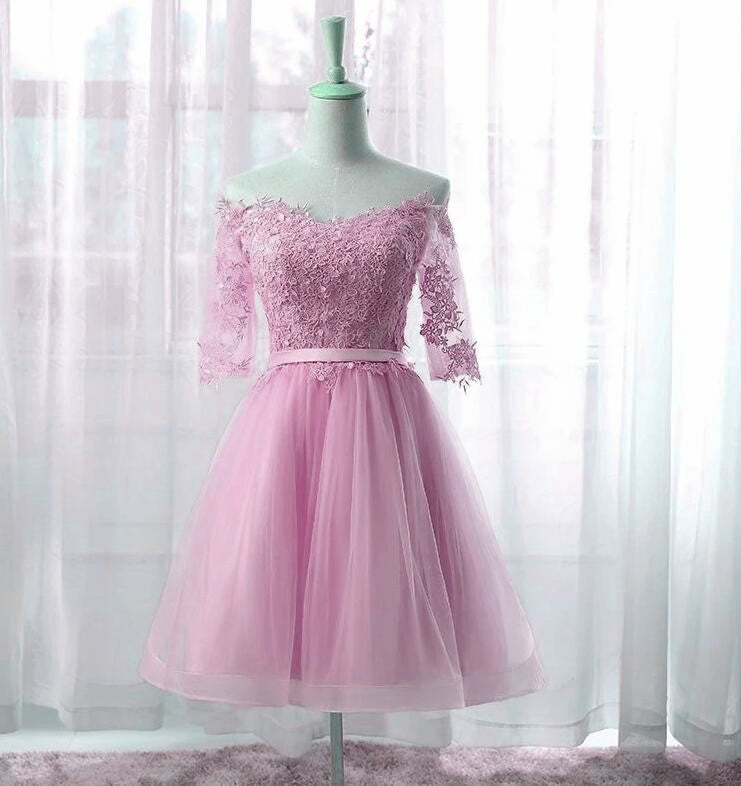 Solvbao Cute Pink New Style Party Dress with Lace Applique, Short Prom Dress