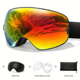 POAT Winter Sports Goggles with Anti-Fog Lens, Protection - Perfect for Skiing, Snowboarding & Outdoor Activities - Includes Black Replacement Lens & Carry Bag