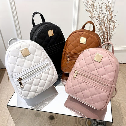 solvbao  Cute Small Women's Backpack, Rhombic Pattern Backpack With Adjustable Strap,Zipper Casual Shoulder Bag,Pink Bag,Coin Purse,Card Wallet,Mobile Casual Phone Bag,Casual Camera Bag,Lipstick Bag,Key Bag,Square Bag