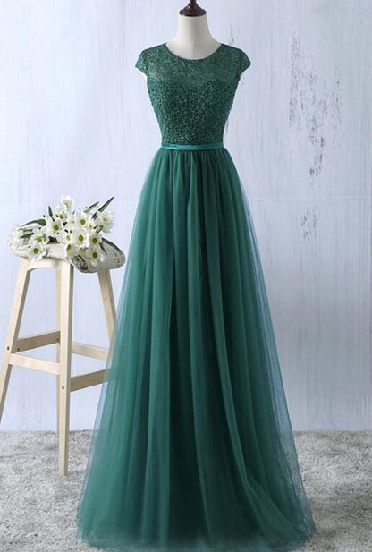 solvbao Pretty Green Prom Dresses , Tulle A-line Simple Bridesmaid Dresses, Lovely Formal Dresses