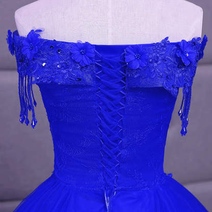 Solvbao Royal Blue Sequins Beaded Tulle Sweet 16 Dress, Royal Blue Long Formal Dress