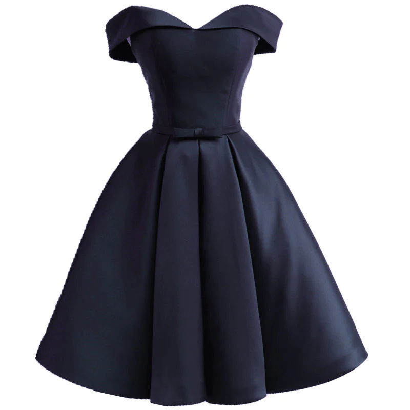 Solvbao Custom Navy Blue Short Off Shoulder Sweetheart Party Dress, Navy Blue Party Dress