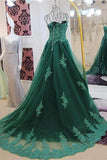 Solvbao Charming Green Applique and Beaded Tulle Princess Gowns, Green Formal Dresses, Junior Prom Dress