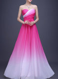 Solvbao Gradient Sweetheart Long Chiffon Party Dress, Pink Floor Length Formal Dress, Prom Dress 2018