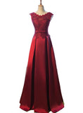 solvbao Dark Red Satin Floor Length Prom Dress, Beautiful Prom Dress, Red Formal Gown