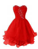 solvbao Organza Short Beaded Cute Homecoming Dresses, Lovely Sweetheart Prom Dress