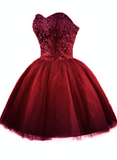 solvbao Sweet Burgundy Tulle Ball Party Dress , Homecoming Dress