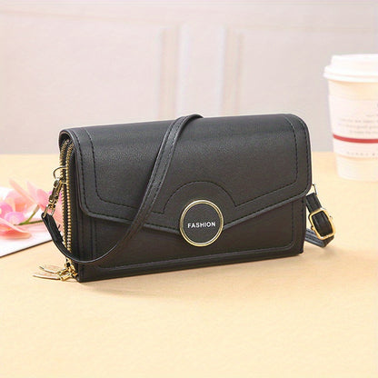 solvbao  Trendy Long Wallet For Women, Buckle Decor Crossbody Bag, Fashion Flap Square Purse