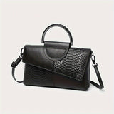 solvbao Elegant Crocodile Pattern Handbag, Luxury Top Handle Clutch Purse, Women's Fashion Crossbody Bag