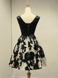 solvbao Cute Black Knee Length Lace Homecoming Dress, Party Dress