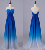 Solvbao Beautiful Blue Gradient Long Chiffon Party Dress, A-line Junior Prom Dress