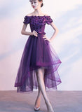 Solvbao Dark Purple High Low New Party Dress, Purple Homecoming Dress