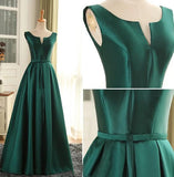 solvbao Beautiful Green Satin Long Simple Party Dress, Green Prom Dress