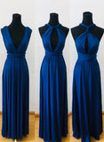 solvbao Long Dark Blue Multi-Way Bridesmaid Dress, Women Summer Dress,Convertible Dresses