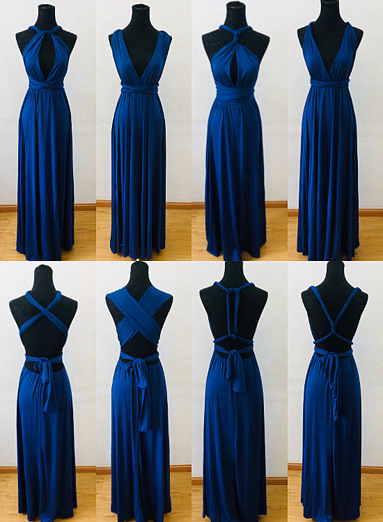 solvbao Long Dark Blue Multi-Way Bridesmaid Dress, Women Summer Dress,Convertible Dresses