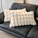 1pc Faux Rabbit Faux Fur Bubble Velvet Throw Pillow, 18X28 Inches, Soft Comfortable Cushion for Sofa, Office, Bed, Anime Style, Machine Washable, Zippered, Knitted, PU Foam Filled, Artificial Fur Cover, Multi-Use Decorative Pillow, Christmas Present