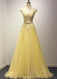 solvbao Pretty Yellow Tulle Party Dress, Yellow Formal Dress, Prom Dress