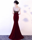 Solvbao Sexy Velvet Mermaid Long Evening Party Dress , Beautiful Formal Dresses , Charming Gowns