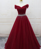 solvbao Wine Red Elegant Princess Gown, Handmade Off Shoulder Ball Gowns, Party Dress