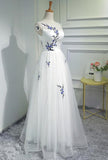 solvbao White Tulle Elegant Gowns, Pretty Formal Gowns, Prom Dress