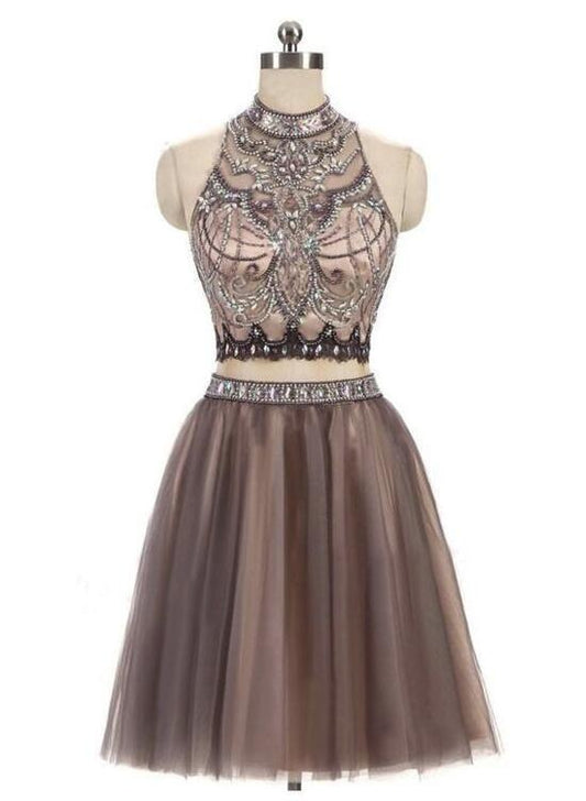 solvbao Two Piece Homecoming Dresses 2018, Tulle Party Dresses, Short Formal Dresses