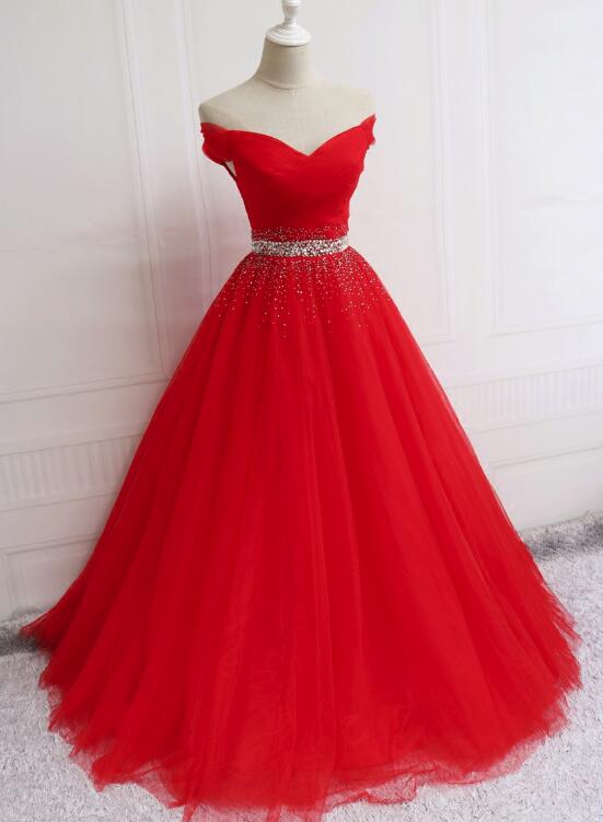 solvbao Beautiful Red Party Dress, Red Tulle Prom Dress , Lovely Formal Gowns