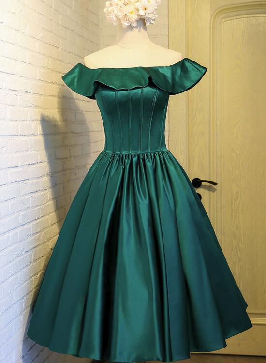 Solvbao Dark Green Off Shoulder Vintage Evening Party Dress, Classical Party Dress, Formal Dress