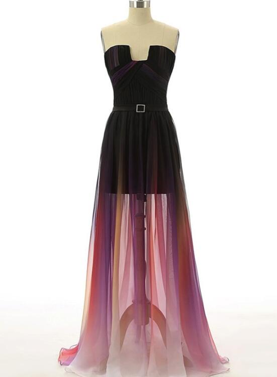 Solvbao Gradient High Low Formal Dresses, Long Party Dresses, Chiffon Homecoming Dresses