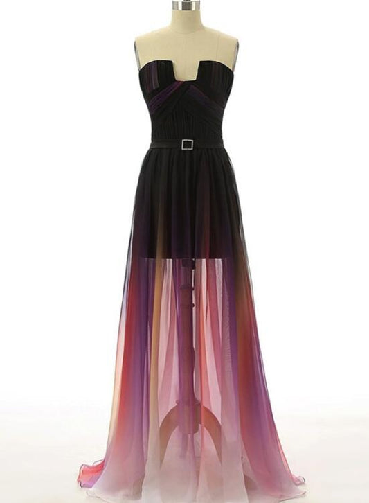 Solvbao Gradient High Low Formal Dresses, Long Party Dresses, Chiffon Homecoming Dresses