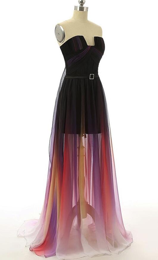 Solvbao Gradient High Low Formal Dresses, Long Party Dresses, Chiffon Homecoming Dresses