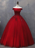 solvbao Glam Tulle Wine Red Formal Dress , Handmade Lace-up Party Dresses, Prom Gowns