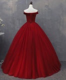 solvbao Glam Tulle Wine Red Formal Dress , Handmade Lace-up Party Dresses, Prom Gowns