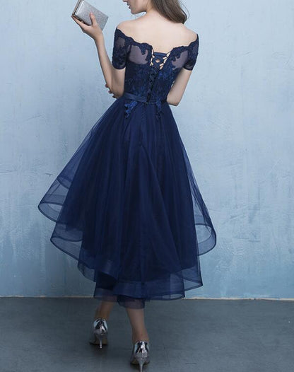 Solvbao Navy Blue Cute Lace-up Prom Dress , Lovely Party Dress, Blue Homecoming Dress