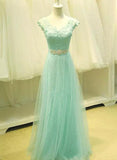 Solvbao Mint Green Lace and Tulle A-line Junior Party Dress, Formal Gown, Prom Dress