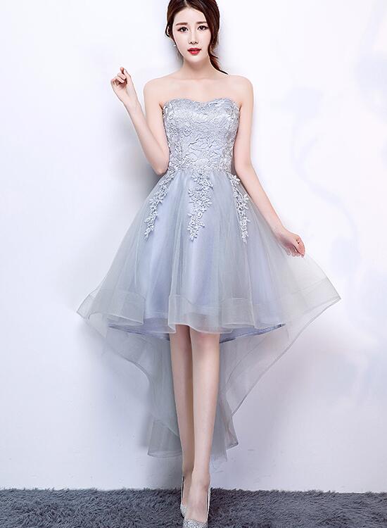 Solvbao Grey Lace Sweetheart Party Dress, Party Dresses , Formal Dresses