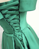 Solvbao Beautiful Satin Green Off Shoulder Long Formal Dress, Beautiful Party Dresses