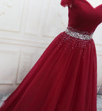 solvbao Wine Red Elegant Princess Gown, Handmade Off Shoulder Ball Gowns, Party Dress