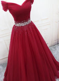 solvbao Wine Red Elegant Princess Gown, Handmade Off Shoulder Ball Gowns, Party Dress