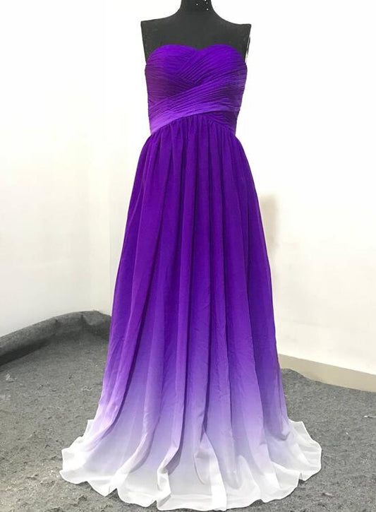 Solvbao Beautiful Gradient Purple Sweetheart Bridesmaid Dress, Beautiful Formal Dress