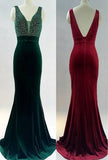 Solvbao Beautiful Velvet Mermaid with Beaded Long Formal Dress, Charming Formal Dress