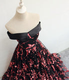 solvbao Black Floral Off Shoulder Lace-up Formal Dress , Party Gown Formal Dress