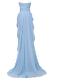 solvbao Beautiful Light Blue Chiffon Party Dress, Sweetheart Formal Gown