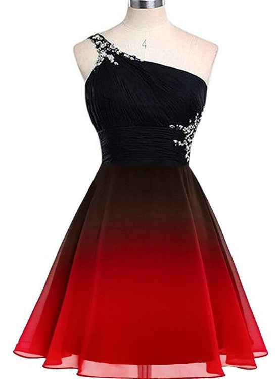 Solvbao Beautiful One Shoulder Gradient Beaded Short Party Dress, Homecoming Dresses , Formal Dress